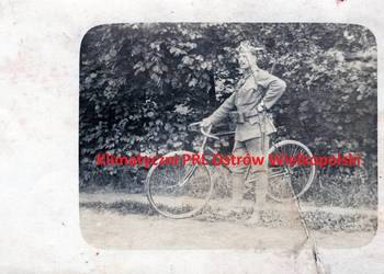 Stare zdjęcie pocztówka post card żołnierz rower 1919 opis