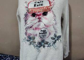 Miękki , przytulny , bawełniany sweter/bluza z kotem  Pepper & mint