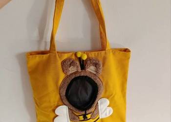 Urocza żółta torba shopper z pszczółką – nowa