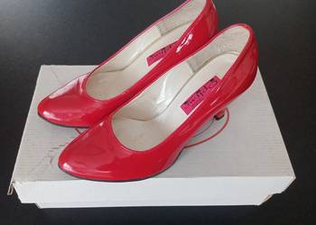 Buty na obcasie, czerwone, r. 37