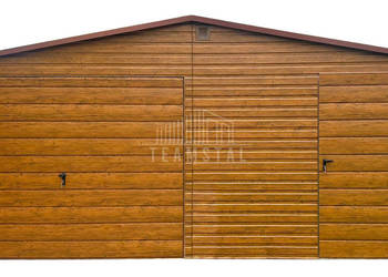 Garaż blaszany 6,2x6m brama uchylna drzwi drewnopodobny TS1117