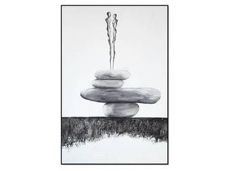 Balancing act I, obraz do salonu na płótnie, minimalistyczna abstrakcja zen