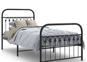 Łóżko Metalowe Czarne Rama Łóżka Ze Stelażem 90x200 cm WM-376611