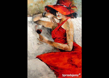 Kowalik - Dziewczyna w kapeluszu II - 70x50cm Obraz Olejny Kobieta