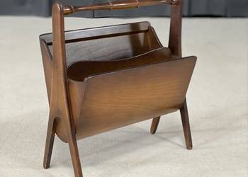 Gazetnik vintage MCM, orzech