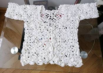 NOWY BIAŁY AŻUROWY KRÓTKI TOP - BLUZECZKA - SZYDEŁKO R.36/38