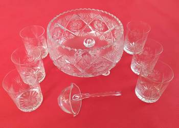 Waza misa bola kryształowa, chochelka, szklanki kryształowe 6 szt.
