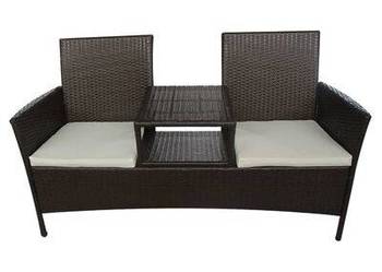 vidaXL Dwuosobowa sofa ogrodowa ze stolikiem, rattan PE, brązowa(sku42843)