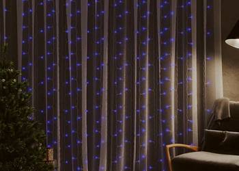 vidaXL Kurtyna lampek, 3x3m, 300 niebieskich diod LED(SKU:328930)