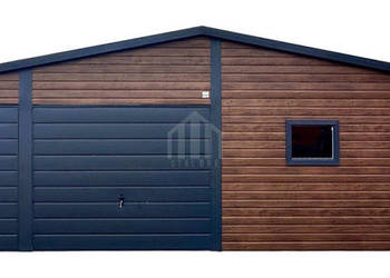 Garaż blaszany 9x6m wiata brama uchylna drzwi okno dwuspadowy rynny SO176