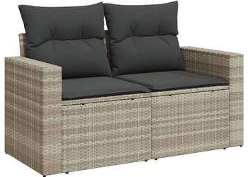 vidaXL Sofa ogrodowa z poduszkami, 2-osobowa, jasnoszara(SKU:366195)