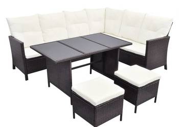 vidaXL 4-cz. zestaw wypoczynkowy do ogrodu, poduszki, rattan PE(SKU:43105)