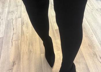 (40) Ekskluzywne, czarne długie kozaki za kolano muszkieterki, jak nowe