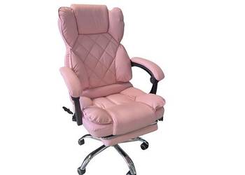 Fotel Obrotowy Biurowy z Podnóżkiem Mission MS12 Różowy