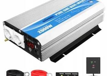 GIANDEL Inwerter 2000W 12V/230V Czysty Sinus, 2xEU, USB, Pilot, LED