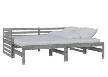 Łóżko wysuwane lite drewno sosnowe szare 2x(90x200) cm WM-806967