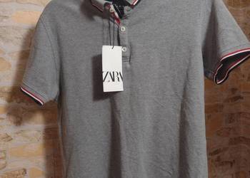(M/L) ZARA/ Szara bluzka z kołnierzykiem, podkoszulka polo