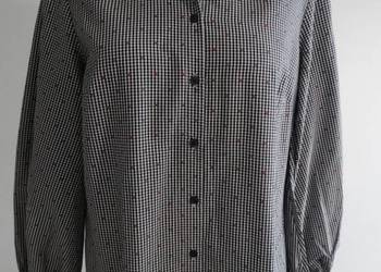 Koszula w Biało-Czarną Kratę Vichy Bawełniana Zdobiona Haftem by UK L