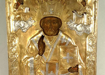 Ikona Święty Mikołaj, Cudotwórca, srebro 0132