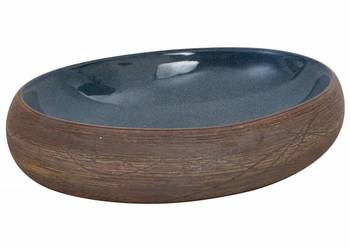 vidaXL Umywalka nablatowa, brązowo-niebieska, owalna(SKU:155081)