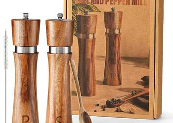 2×Ręczny drewniany Młynek Do Soli I Pieprzu