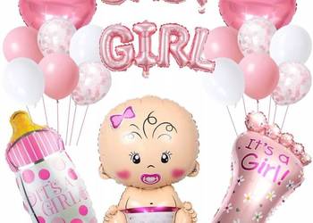 Zestaw Balonów BABY GIRL Baby Shower Dziewczynka 24szt