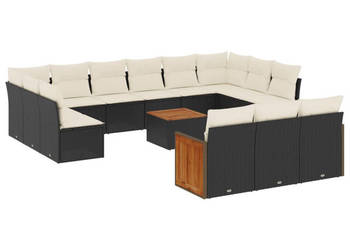 14-cz. zestaw wypoczynkowy do ogrodu poduszki czarny rattan PE WM-3260544