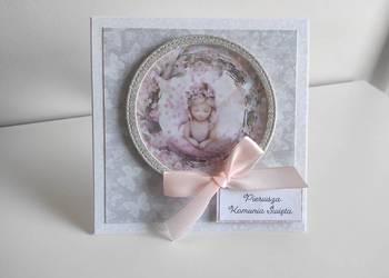 Kartka ręcznie robiona na Komunię Świętą dziewczynki Kartka ręcznie robiona na Komunię Świętą dziewczynki