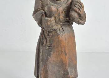 Drewniana Rzeźba "Mnich z Kielichem" – Vintage, Rękodzieło