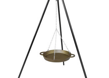 Patelnia żeliwna 40cm + trójnóg grill kociołek producent