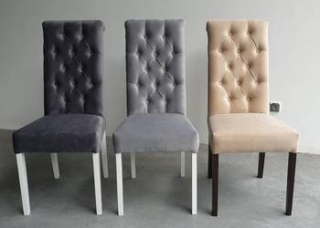 Krzesło pikowane tapicerowane chesterfield z kołatką glamour