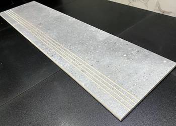 Płytki na schody jak LASTRYKO, stopnica 115x30 SZAROŚĆ