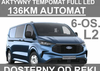 Ford Transit Custom L2 automat 136KM 6-osob Brygadowy Kamera 360 Martwe Po…