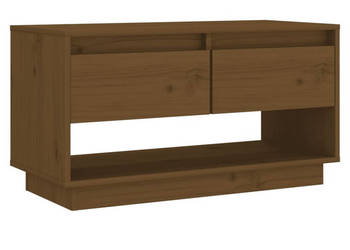 Szafka pod TV miodowy brąz 74x34x40 cm lite drewno sosnowe WM-813842