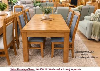 Stół Dębowy 140cm KUBA / Rozkładany / z Widocznymi Sękami na Blacie / -40%
