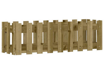 Rabata ogrodowa z płotkiem 100x30x30 cm impregnowana sosna WM-832476