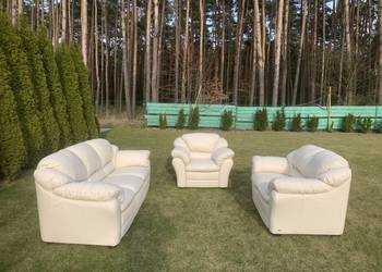 ITALSOFA WŁOSKI KOMPLET WYPOCZYNKOWY SKÓRA NATURALNA JAK NOWY POLECAM