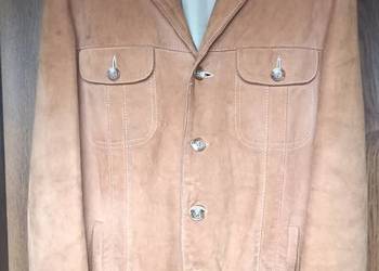 Kurtka skórzana męska jak marynarka zamszowa Vintage retro