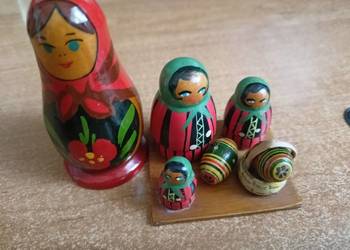 Stary zabytkowy zestaw rosyjskich radzieckich lalek matrioszek - ZSRR