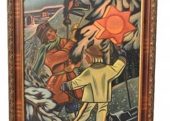 Z. Stryjeńska - Górale z Gwiazdą Betlejemską - Stary Portret Obraz Olejny