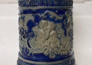 Ceramiczny stary kufel niemiecki 1/2 L - Uszkodzony .