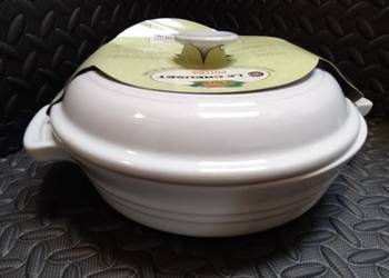 Le Creuset biały półmisek z pokrywką niski garnek do zapiekania kamionka