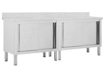 Stoły robocze, przesuwne drzwi 2 szt., 200x50x(95-97) cm, stal（SKU:3055902）