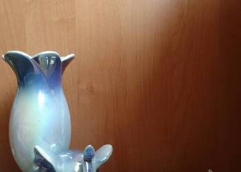 Zestaw porcelanowych słoników + wazon perłowy i szklana figurka