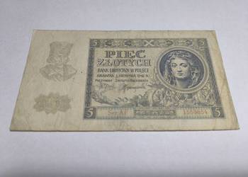 Banknot 5 zł 1941 rok seria AF Banknot 5 zł 1941 rok seria AF