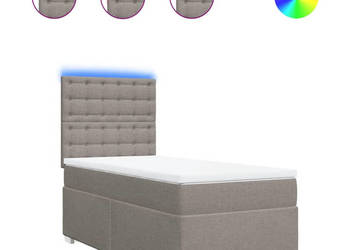 Łóżko kontynentalne z materacem taupe tkanina 90x200 cm WM-3292689