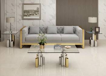 Stolik kawowy nowojorski złoto-srebrny / ława Mediolan Premium 130x70x40