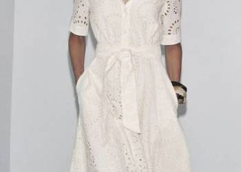 Sukienka midi ażurowa XL hafty Zara XXL kieszenie pasek