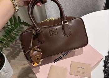 Torebka damska Miu Miu Arcadie premium brązowa skóra naturalna brelok HIT