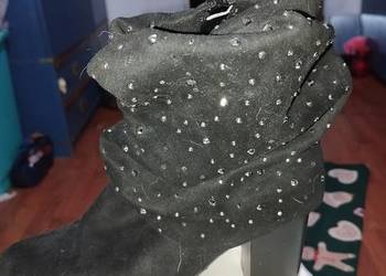 Kozaczki piękne czarne cudo brokat